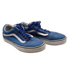 Vans Shoes Mens Size 7.5 Blue White Old Skool Classic Low Top Skate Suede Canvas