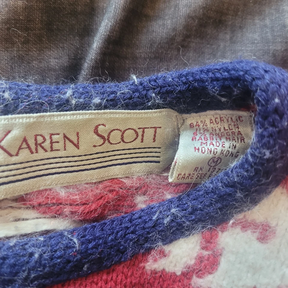 Suéter De Colección Karen Scott Para Mujer Talla M Años 80 Angora Bunny Rabbit Suave Fair Isle  Foto 3 de 4