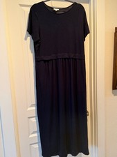 J Jill Black Maxi Dress Women’s Size Large Jersey Stretch Short Sleeve Pockets