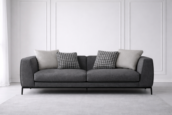 Dunkelgrauer 3-Sitzer Wohnzimmer Polstercouch Edles Textilsofa-image