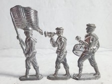 LEAD SEMI-FLAT SOLDIERS VINTAGE SET OF 3 US COLOR PARTY WWI 50mm UNPAINTED