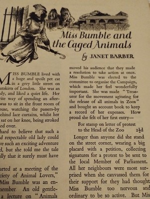 Sk238 Ephemera 50er Jahre Kurzgeschichte Miss Bumble und die Käfigtiere Janet Barber
