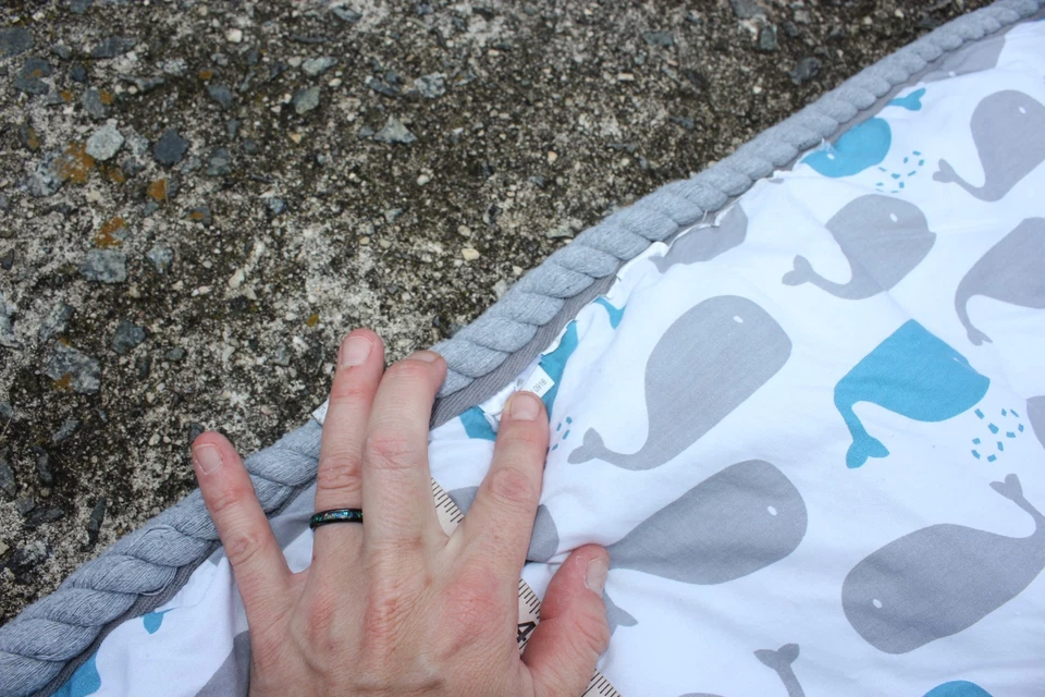 Manta Edredón Bebé Rayas Náuticas Recién Nacido Ballenas Anclas 34x44" Foto 4 de 4