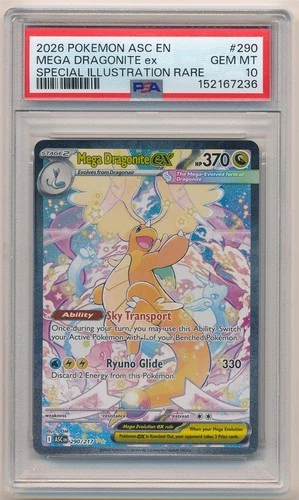2026 POKEMON ASC EN SPECIAL ILLUSTRATION RARE SIR MEGA DRAGONITE EX #290 PSA 10