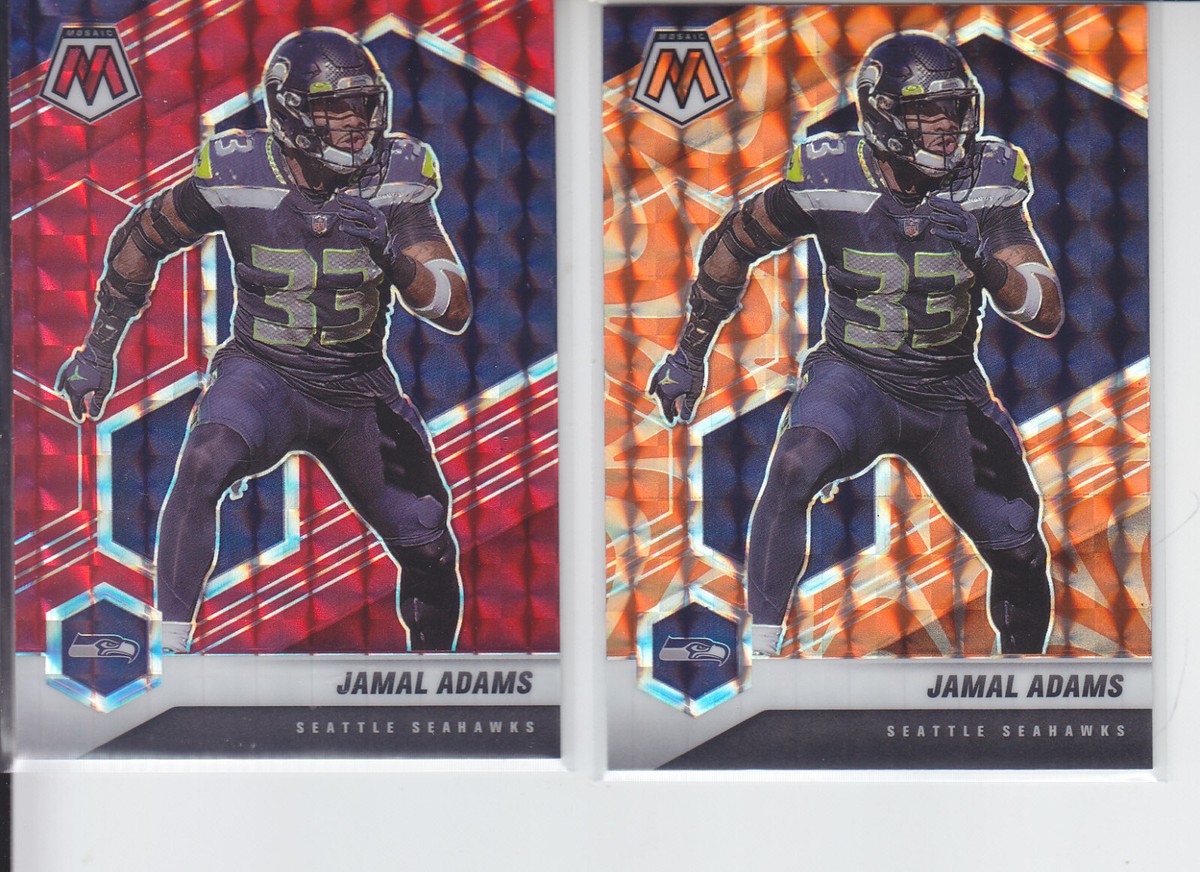 2 - 2021 Mosaic JAMAL ADAMS Orange Reactive + Red Prizm Seahawks