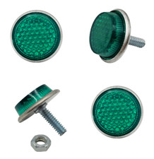 4 Green Mini Reflectors License Plate Motorcycle Bike Trailer Boat Fastener 4 Green Mini Reflectors License Plate Motorcycle Bike Trailer Boat Fastener