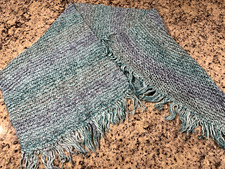 Womens Blue Knit Winter Scarf / Wrap  Fringes  Accessory  Warm 