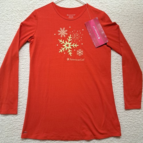 American Girl Holiday Snowflake Long Sleeve Red Sleep Shirt Size Youth XL 18-20