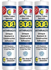 3 x CT1 Silicone Sealant and Construction Adhesive Anthracite 290ml
