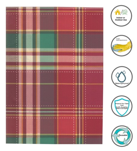 Harvest Plaid 60-Inch Round Tablecloth – PEVA Vinyl with Flannel Backing - Picture 4 of 7