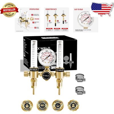 Versatile Brass Argon Regulator Flow Meter - Ideal for MIG/TIG Applications