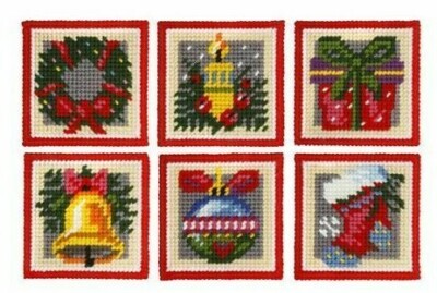 WEIHNACHTEN - ORCHIDEA STICKPACKUNG - 6x UNTERSETZER - 11x11cm - PLASTIK STRAMIN