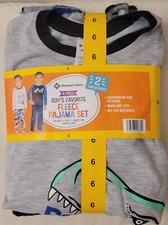MEMBER'S MARK Boys' 4 Piece Fleece PJ Set In Dino, 6 NWT