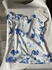 Image of RALPH LAUREN WHITE/BLUE TIE DYE BABY DRESS 12 MONTH NWT