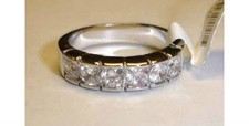 6 ROUND CUT CUBIC ZIRCONIA WEDDING BAND RING, SIZES: 5 THRU 9