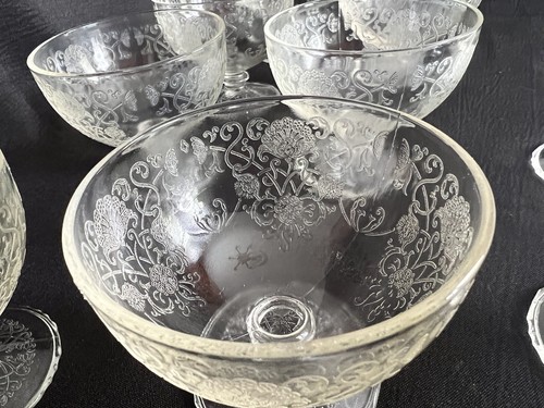 10 Depression Glass Poppy #1 Clear Florentine Sherbet Dessert Ice Cream Bowl Cup - Picture 15 of 20