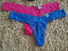 Jaclyn Smith SZ XL 2 PR Lace Thongs Panty Dark Pink/Blue 