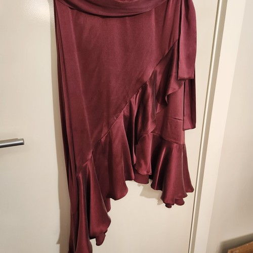 Zimmermann Dress Size 1 AU 10 US 6 EU 38 Flounce Picnic Ruffled Burgundy Silk - Picture 4 of 7