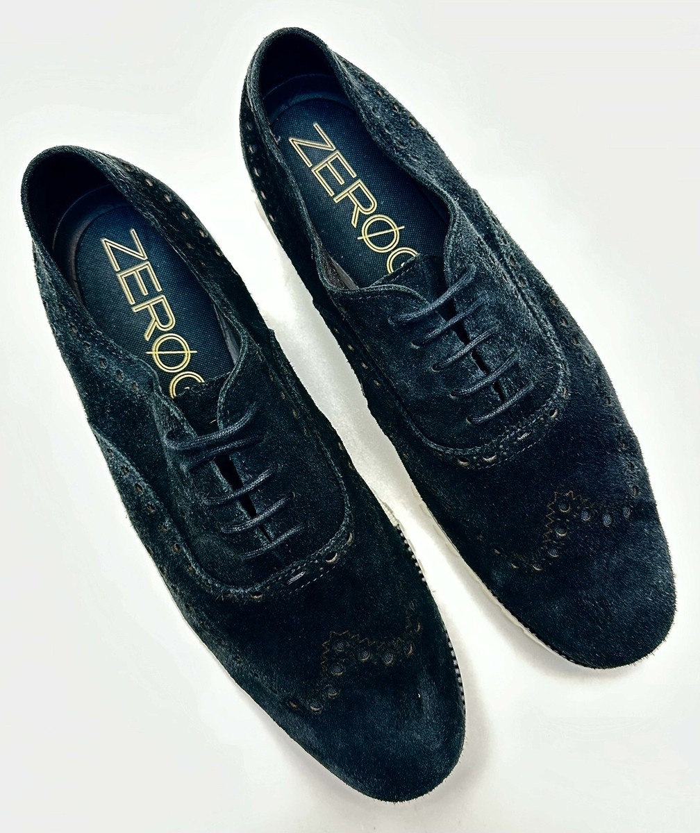 Men Cole Haan ZeroGrand C23740 Black Suede Leather Wingtip 