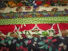 FRUITS apples FOOD cooking GRAPE WINE Cotton FABRIC U-Pick SEE INFO 1/2 yd BTHY