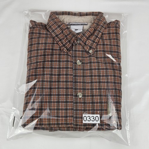 Columbia Brown Orange check long sleeve walking hiking shirt L Large mens vtg - Picture 10 of 11