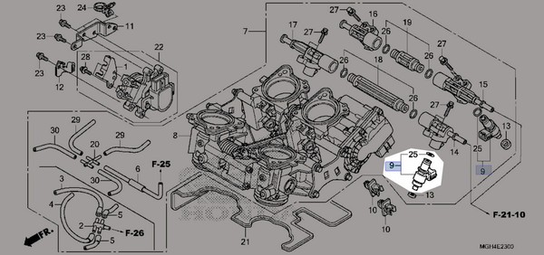 Honda 2009-2018 CB EinspritzdüSe Montage 16450-MFL-003 Neu OEM Neu 16450MFL003-image