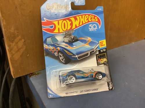 2018 Hot Wheels #41 Nightburnerz 9/10 '68 CORVETTE GAS MONKEY GARAGE Blue w/5sp - 第 1/2 張圖片