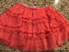 Mini Boden Girl's Tiered Frill Sparkly Polka Dot Tulle Skirt Watermelon Pink 3-4