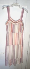 RAILS Amaya Sleeveless Tiered Midi Dress Juliette Stripe Pastel Size L. d529