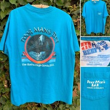 Vtg 1980s Poor Mans Bar Virgin Gorda BVI T Shirt Pocket Tee Hanes Made In USA L