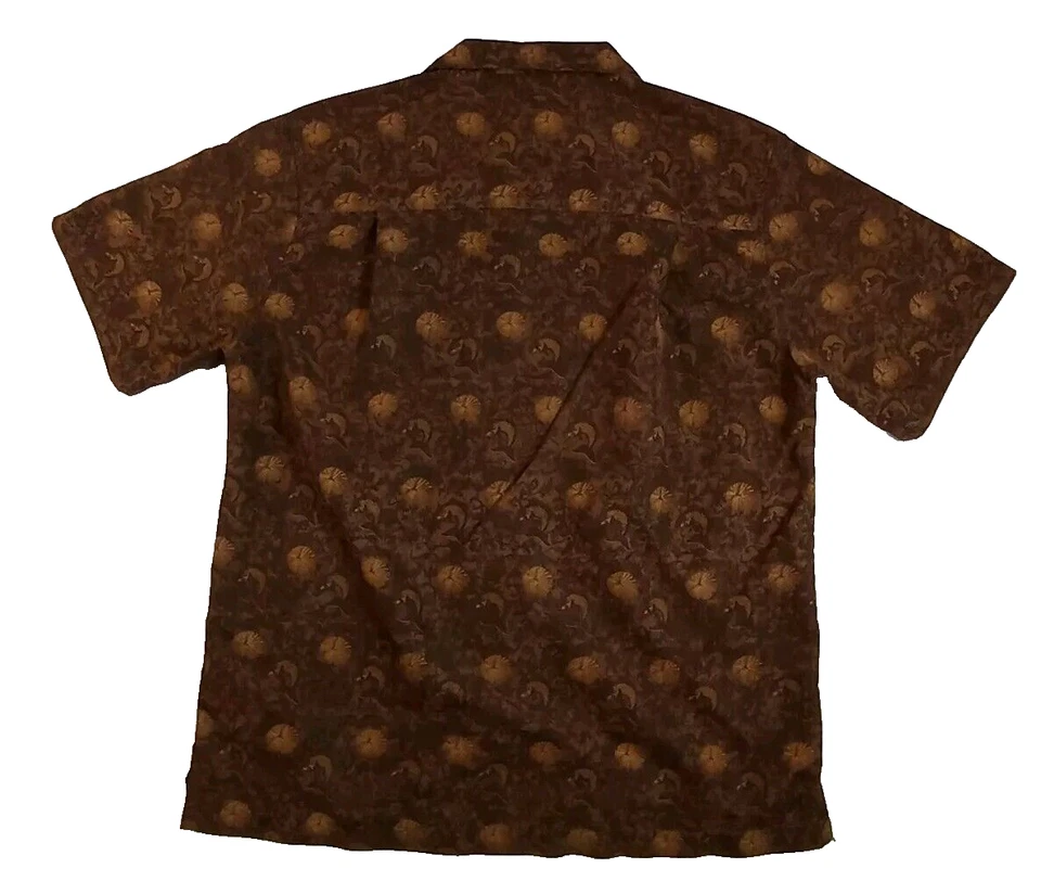 Trader Bay Printed Button Down Shirt Short Sleeve Mens Size XL Brown - Image 2 of 4