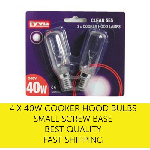 4 X Lyvia 40W Cooker Hood Light Bulb 240v SES E14 Extractor Fan Lamp