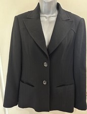 Laurèl Black Crepe Wool Blazer Size 38 Uk Size 12