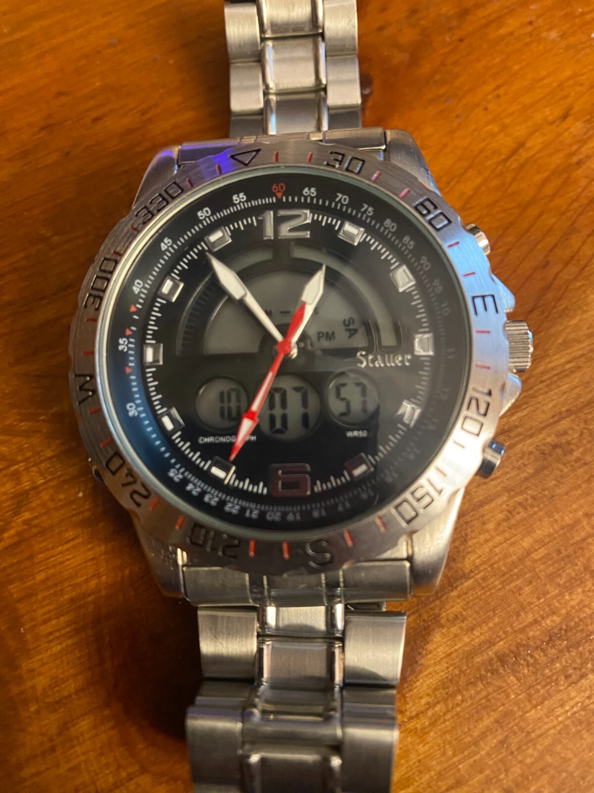 Stauer men's wristwatch model 19093 with stainless steel band