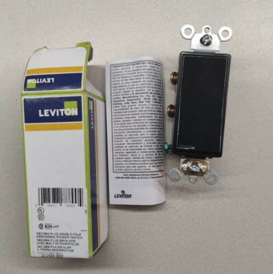 Leviton 5622-2E Decora Plus Douplr Pole Grounding Rocker Switch 20A, Black