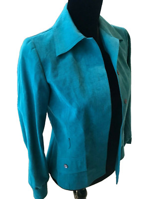 Vtg 1970s Ultrasuede Jacket/Skirt Turquoise Sz 6 Abe Schrader by Belle Saunders