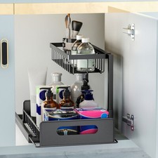 Under Sink Organizers Storage 2 Tier Slide Out Kitchen Cabinet Bathroom Storage