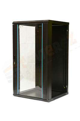 FLACHPACK 18U SERVER RACK 19 ZOLL 600 (W) x440 (D) x 1000 (H) NEU an der Wand montiert