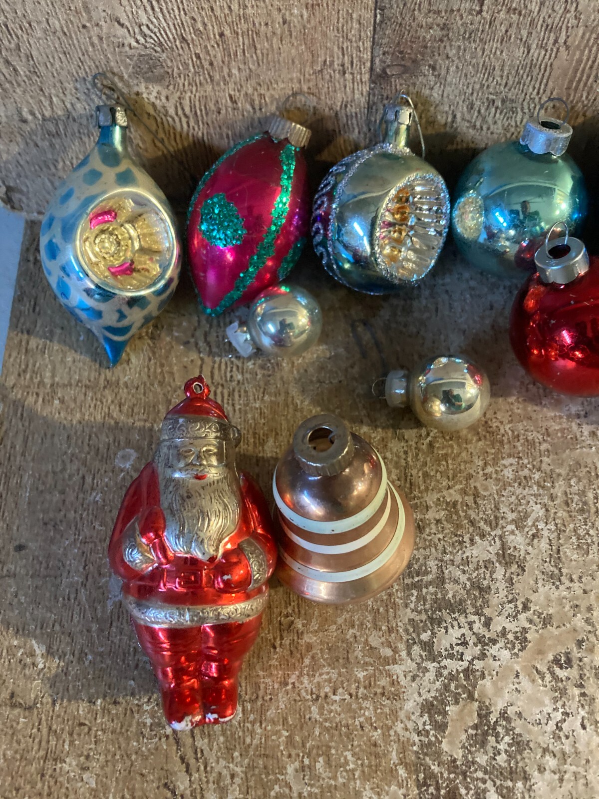 LOT OF 12 vintage INDENT BELL GLASS MERCURY SHINY BRITE OLD Christmas