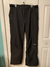 OUTDOOR GEAR Women's Black Flat Front Zip Pockets Logo Ski Snow Pants Size Large