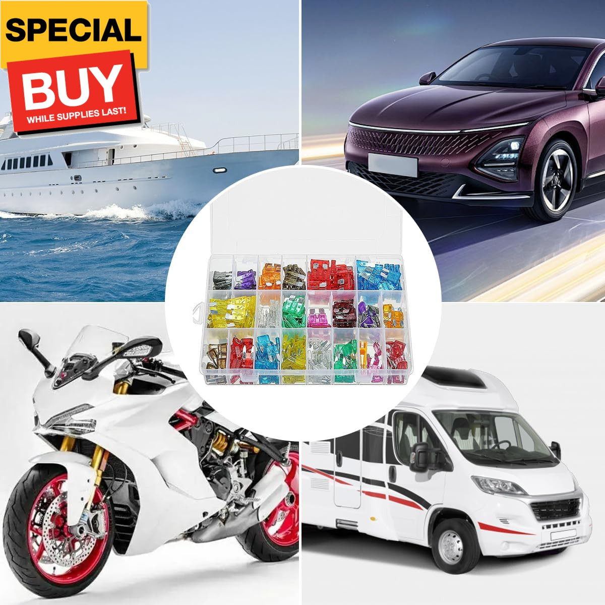 306PCS Car Fuses Assortment Kit, Mixed Vehicle Blade Fuses - Standard & Mini & L