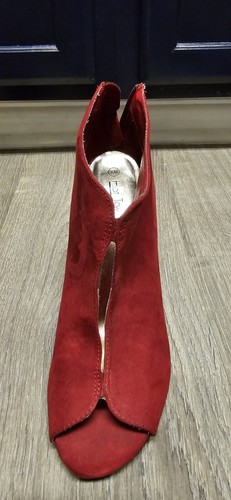 Botines de gamuza con punta abierta rojos Hot Tomato para mujer de tacón alto talla 9,5 M - Imagen 2 de 13
