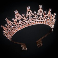 Rose Gold Tiara and Crown for Women Birthday Headband for Girls Queen Hairpie...