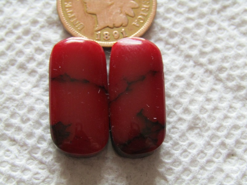 2 Bloody Basin Jasper Cab 19 carat hand cut red black matrix cabochon block