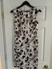 Ann Taylor satin-feel purple lavender print shift dress sleeveless Size 4
