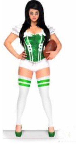 Sexy Football Fantasy Hookampeye Sequins Green corset Costume Size M SCG A4095g