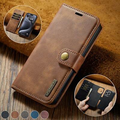 Abnehmbare Magnetische Leder Brieftasche Etui Abnehmbare Kartenfächer Flip Handy Cover