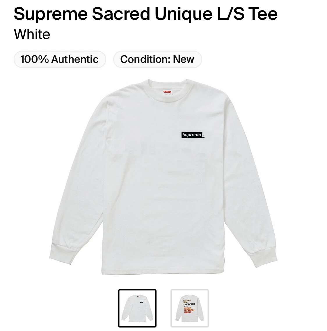 Petit tee shirt blanc Supreme SS20 Sacred Unique L/S