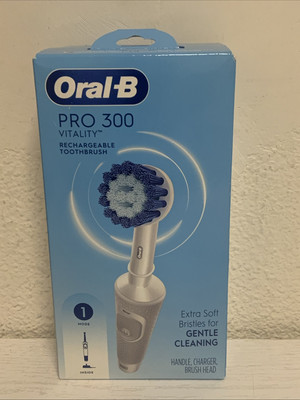   Oral-B Pro 300 Vitality Rechargeable Toothbrush with Brush Head - White 