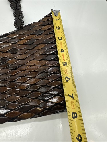 Borsa a tracolla Santa Lucia artigianale in legno di noce scuro con perline - bellissima e unica! - Foto 9 di 11